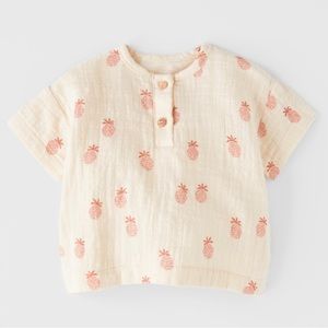 MIXED TEXTURED PINEAPPLE T-SHIRT - ZARA